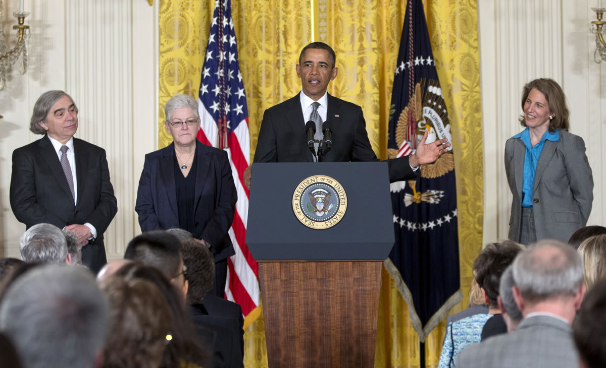 President Barack Obama announces Monday that he is nominating from left, MIT physics professor Ernest Moniz for Energy Secretary, Gina McCarthy to head the EPA; and Walmart Foundation President Sylvia Mathews Burwell to head the Budget Office.