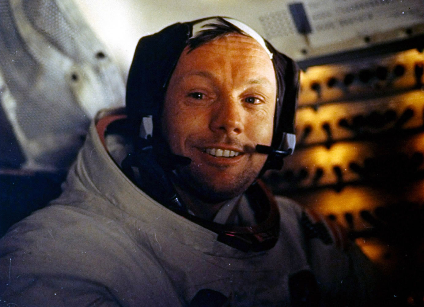 This July 20, 1969 file photo provided by NASA shows Neil Armstrong. The family of Neil Armstrong, the first man to walk on the moon, says he has died at age 82. A statement from the family says he died following complications resulting from cardiovascular procedures.
