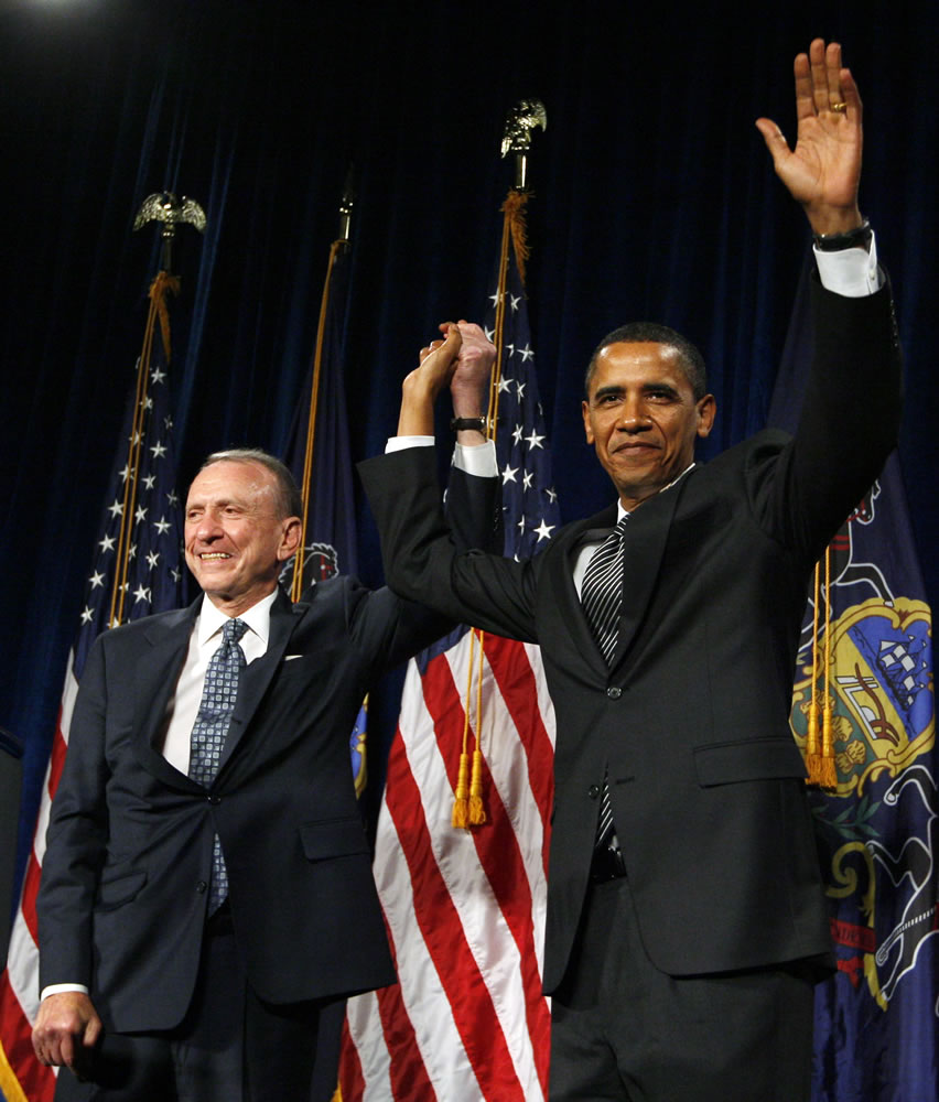 Associated Press files
President Barack Obama arrives at a fundraising event in 2009 for Sen. Arlen Specter, D-Pa., at the Pennsylvania Convention Center in Philadelphia.
