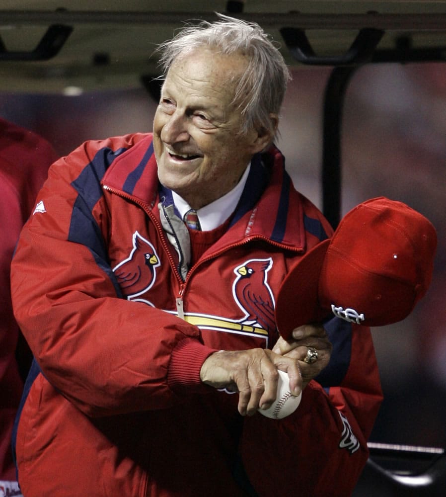 Stan Musial gets ready to throw out the ceremonial first pitch during the 2006 World Series.