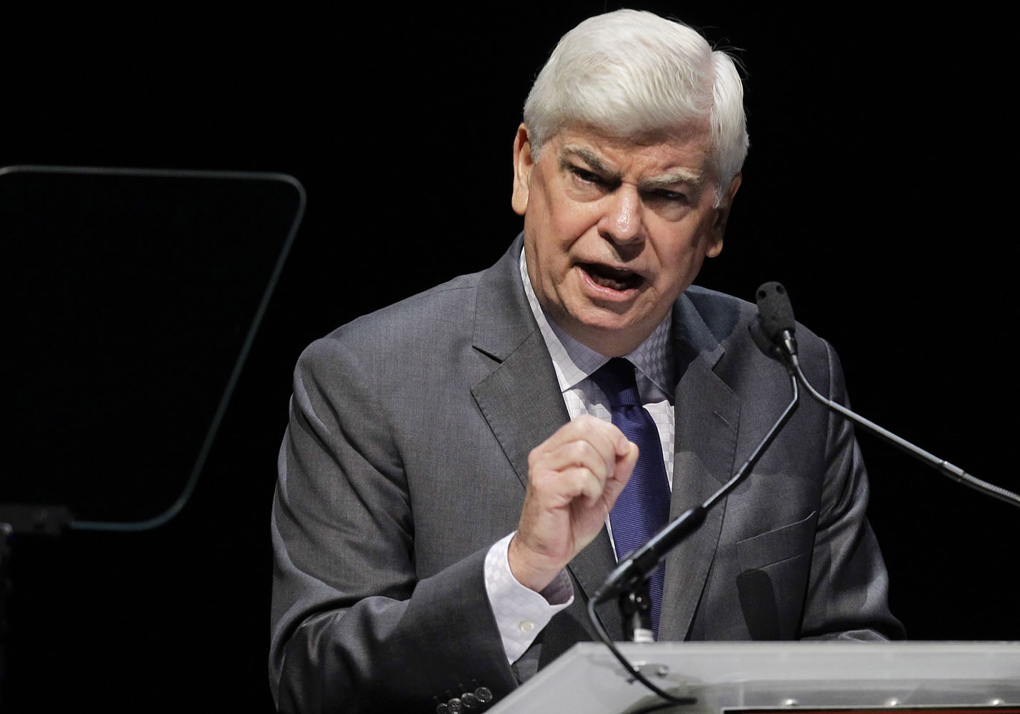 Motion Picture of Association of America of Chief Executive Chris Dodd speaks during his CinemaCon State of the Industry address in Las Vegas.