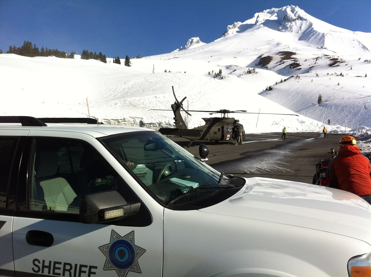 An Oregon National Guard helicopter spotted a missing hiker on Mount Hood and flew her to a Portland hospital for treatment.