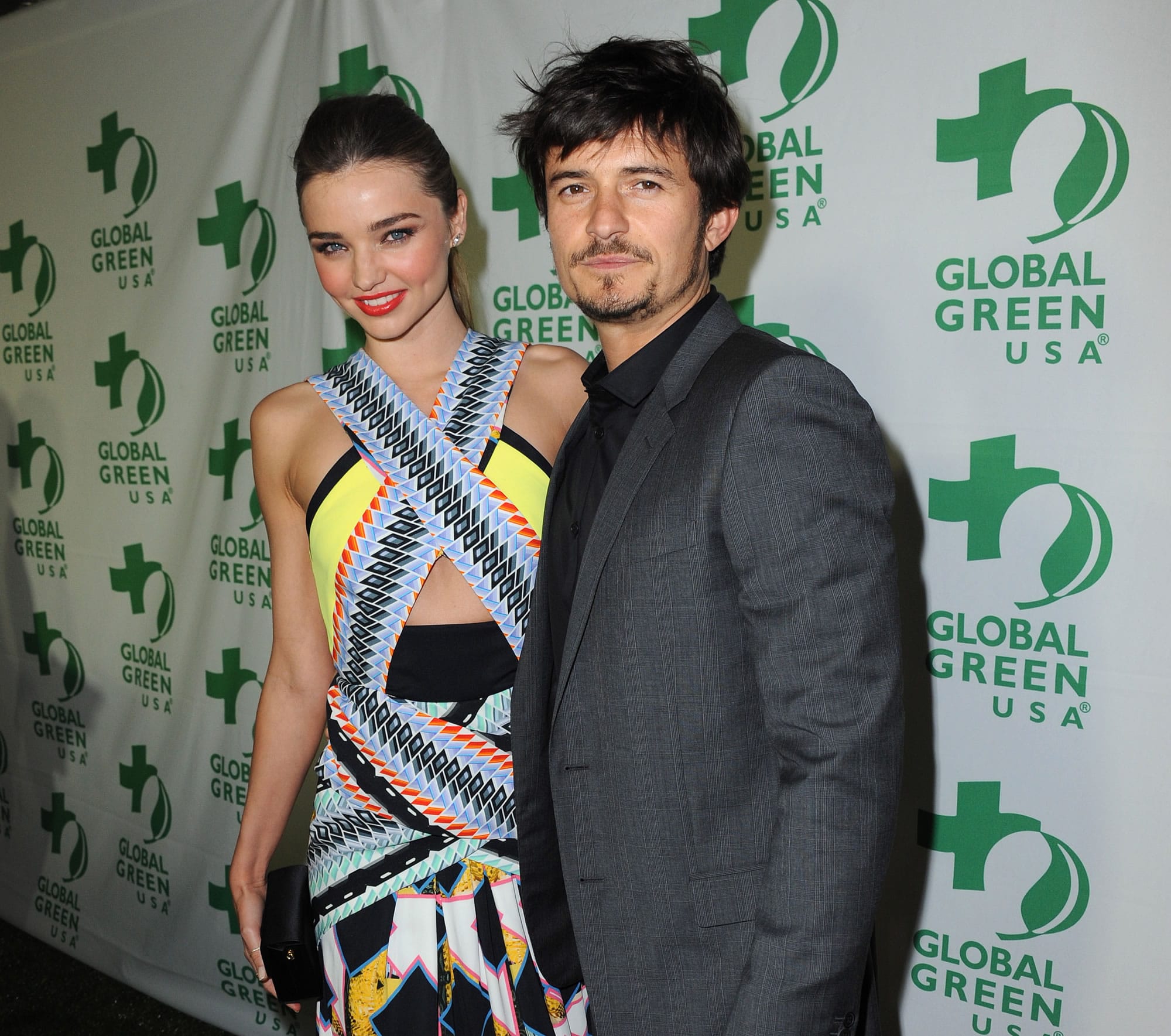 Orlando Bloom and Miranda Kerr arrive Feb. 20 at Global Green USA's 10th Annual Pre-Oscar Party at the Avalon, in Los Angeles.