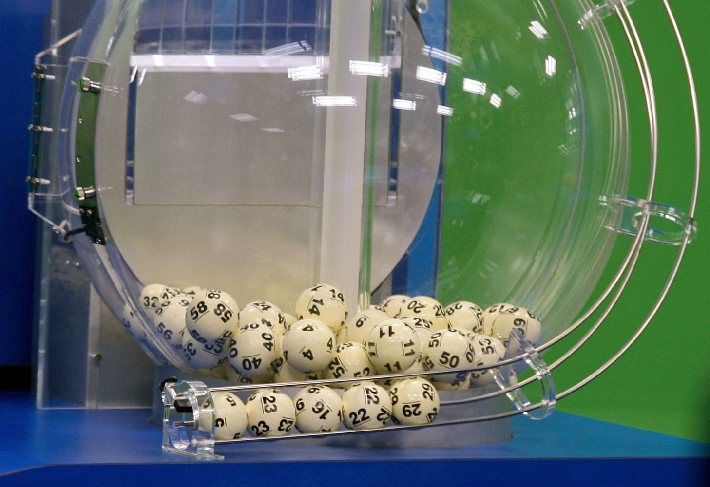 Powerball numbers are chosen in the drawing at the Florida Lottery on Wednesday in Tallahassee, Fla.