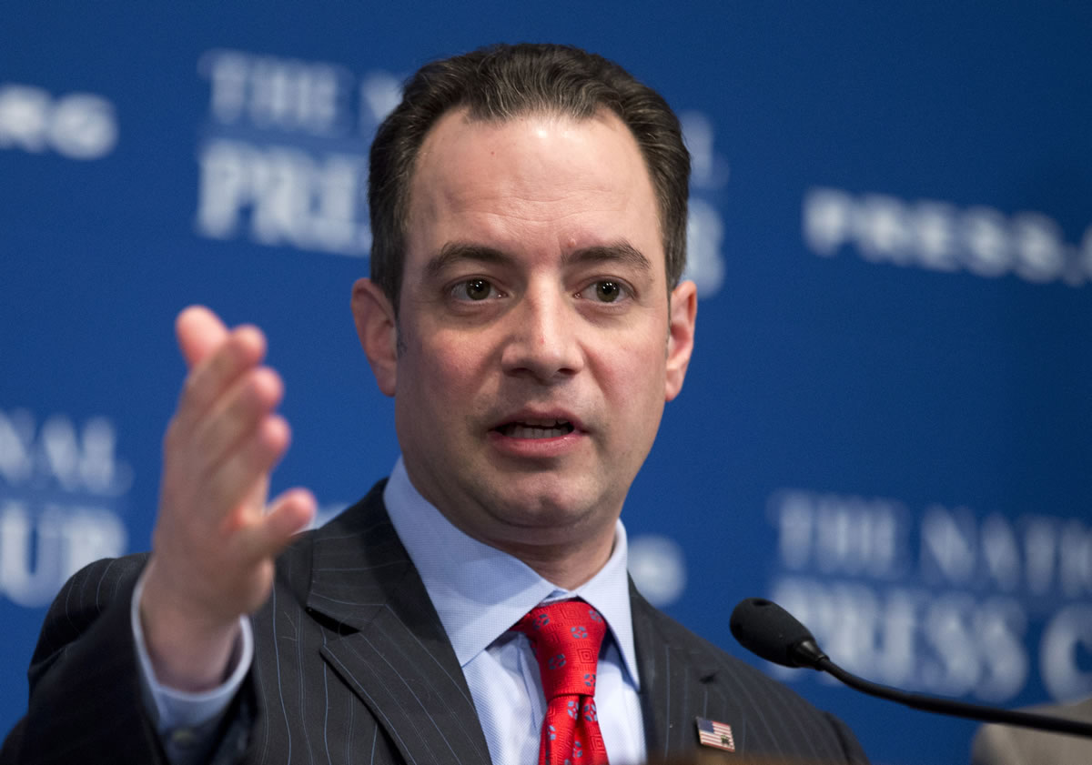 Republican National Committee (RNC) Chairman Reince Priebus gestures while speaking at the National Press Club in Washington, Monday, March 18, 2013. The RNC formally endorsed immigration reform on Monday and outlined plans for a $10 million outreach to minority groups _ gay voters among them _ as part of a strategy to make the GOP more &quot;welcoming and inclusive&quot; for voters who overwhelmingly supported Democrats in 2012.