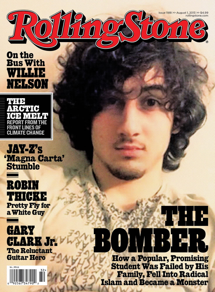 Boston Marathon bombing suspect Dzhokhar Tsarnaev appears on the cover of the Aug.