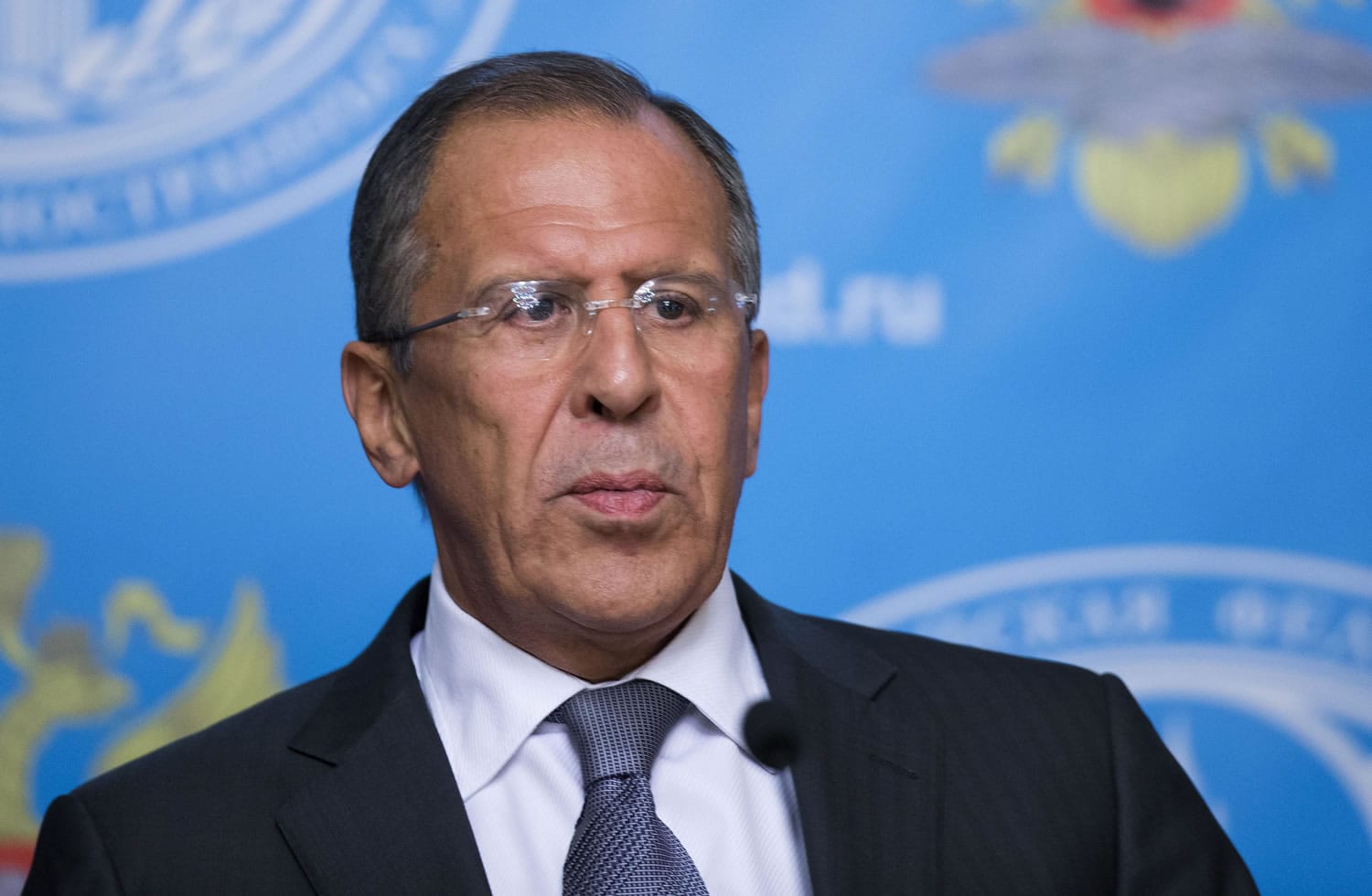 Russian Foreign Minister Sergey Lavrov delivers a statement in Moscow on Monday.