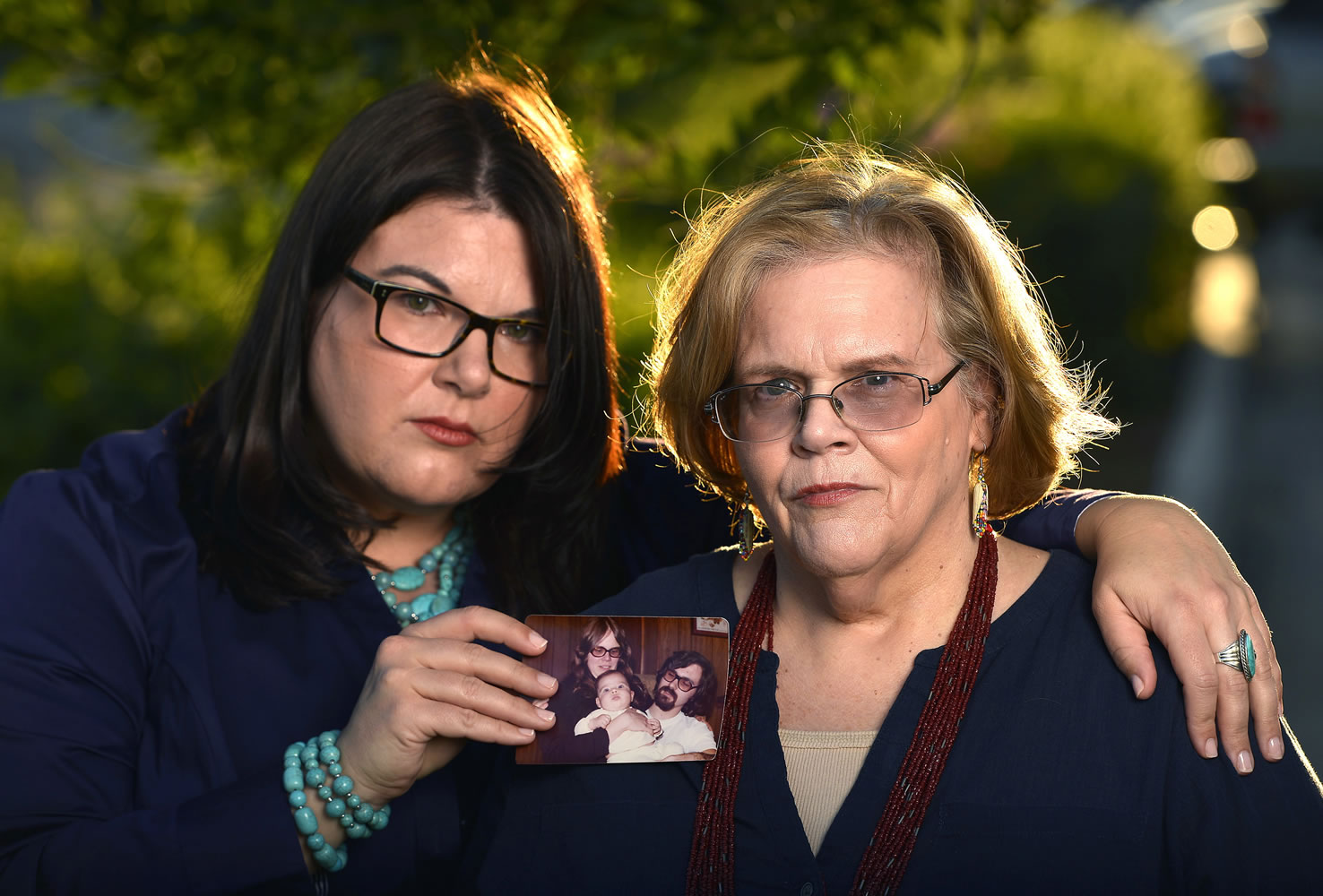Jennifer &quot;Jenn&quot; Carson, left, 40, and Lynne Carson Gonzales, 66, daughter and former wife of serial killer Michael Bear Carson, in Moreno Valley, Calif. Both are fighting the release of Carson and his current wife, Suzan Carson, the so-called San Francisco Witch Killers, who are now eligible for parole.