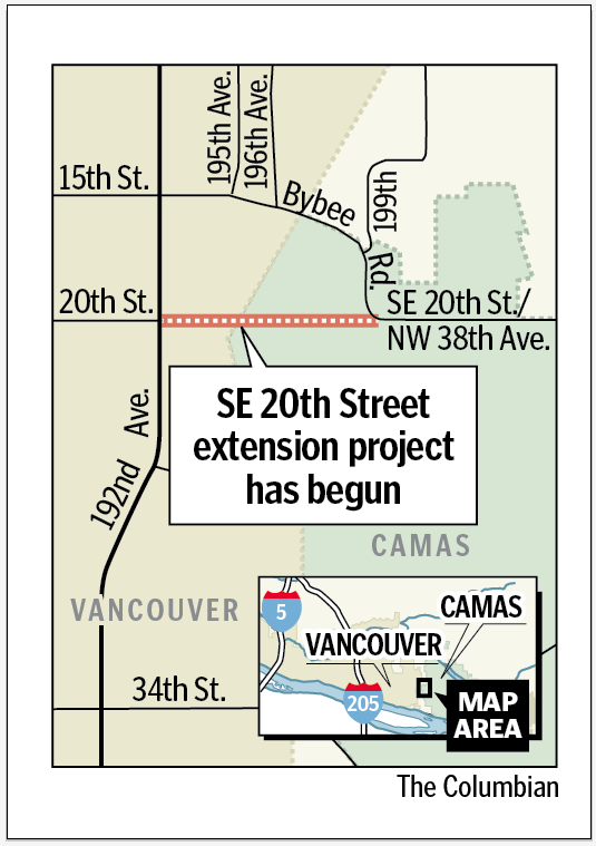 Southeast 20th Street extension (continues to the east as Northwest 38th Avenue in Camas).