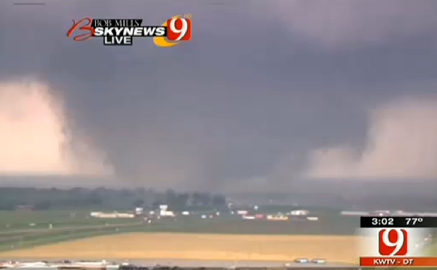 This frame grab provided by KWTV shows a tornado in Oklahoma City on Monday.