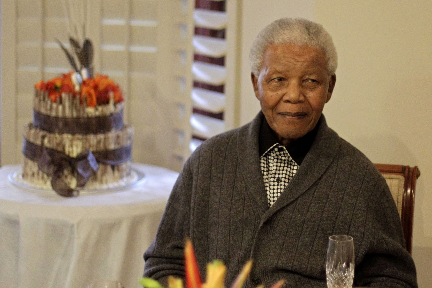 Former South African President Nelson Mandela celebrates his birthday July 18, 2012, with family in Qunu, South Africa.