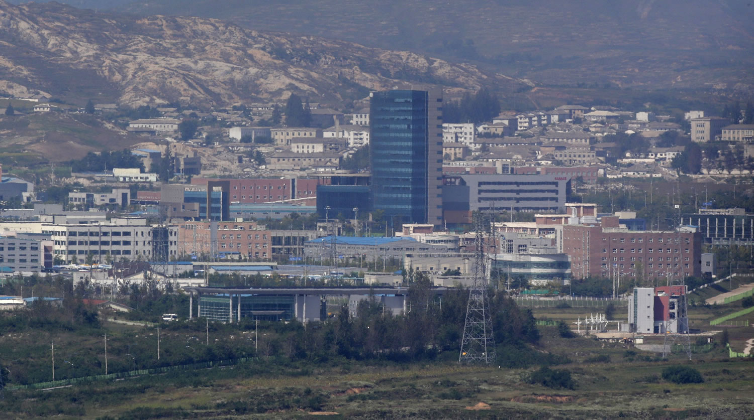 The Kaesong industrial complex, whish is seen from the Dora Observation Post in Paju near the border village of Panmunjom, which has separated the two Koreas since the Korean War, in Paju, north of Seoul, South Korea.