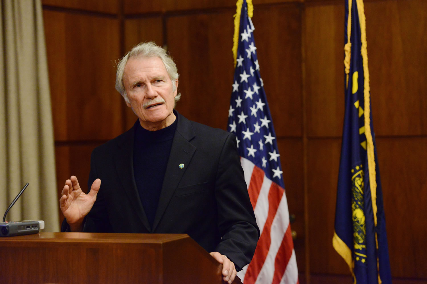 Gov. John Kitzhaber addresses the press on the third day of the special session at the Oregon State Capitol in Salem on Wednesday, Oct. 2, 2013. The Oregon Legislature on Wednesday approved a series of bills on pensions, taxes and genetically modified crops, then adjourned a special session after three days of work.