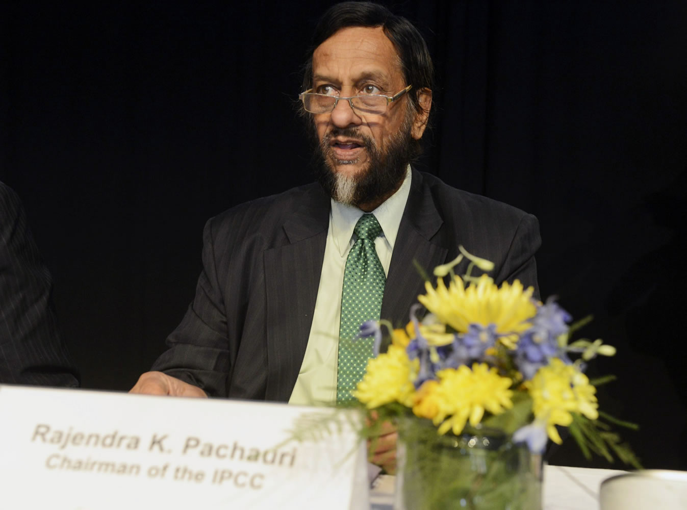 Rajendra Pachauri, the head of the U.N. Intergovernmental Panel on Climate Change (IPCC), during the presentation of the U.N. IPCC climate report, in Stockholm,  Friday Sep. 27, 2013. Scientists can now say with extreme confidence that human activity is the dominant cause of the global warming observed since the 1950s, a new report by an international scientific group said Friday. Calling man-made warming &quot;extremely likely,&quot; the Intergovernmental Panel on Climate Change used the strongest words yet on the issue as it adopted its assessment on the state of the climate system.