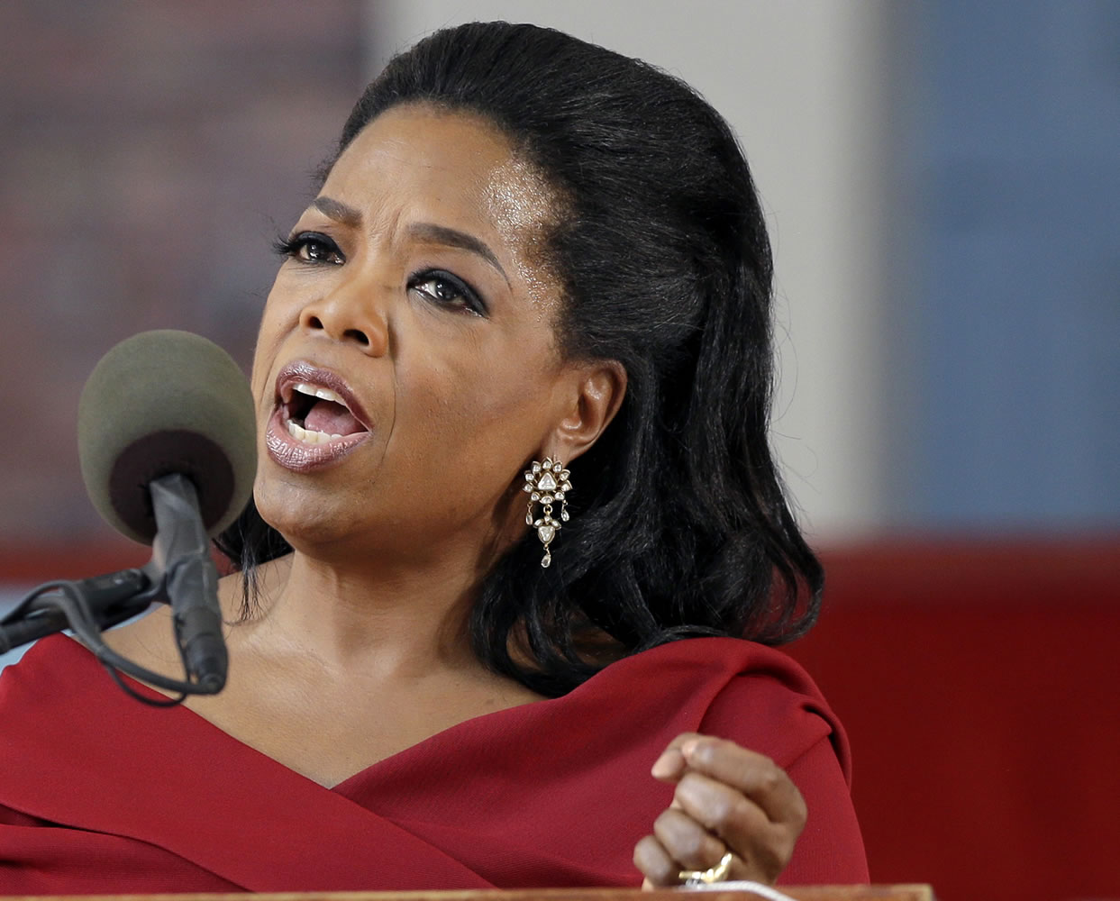 Oprah Winfrey speaks during Harvard University's commencement ceremonies in Cambridge, Mass.