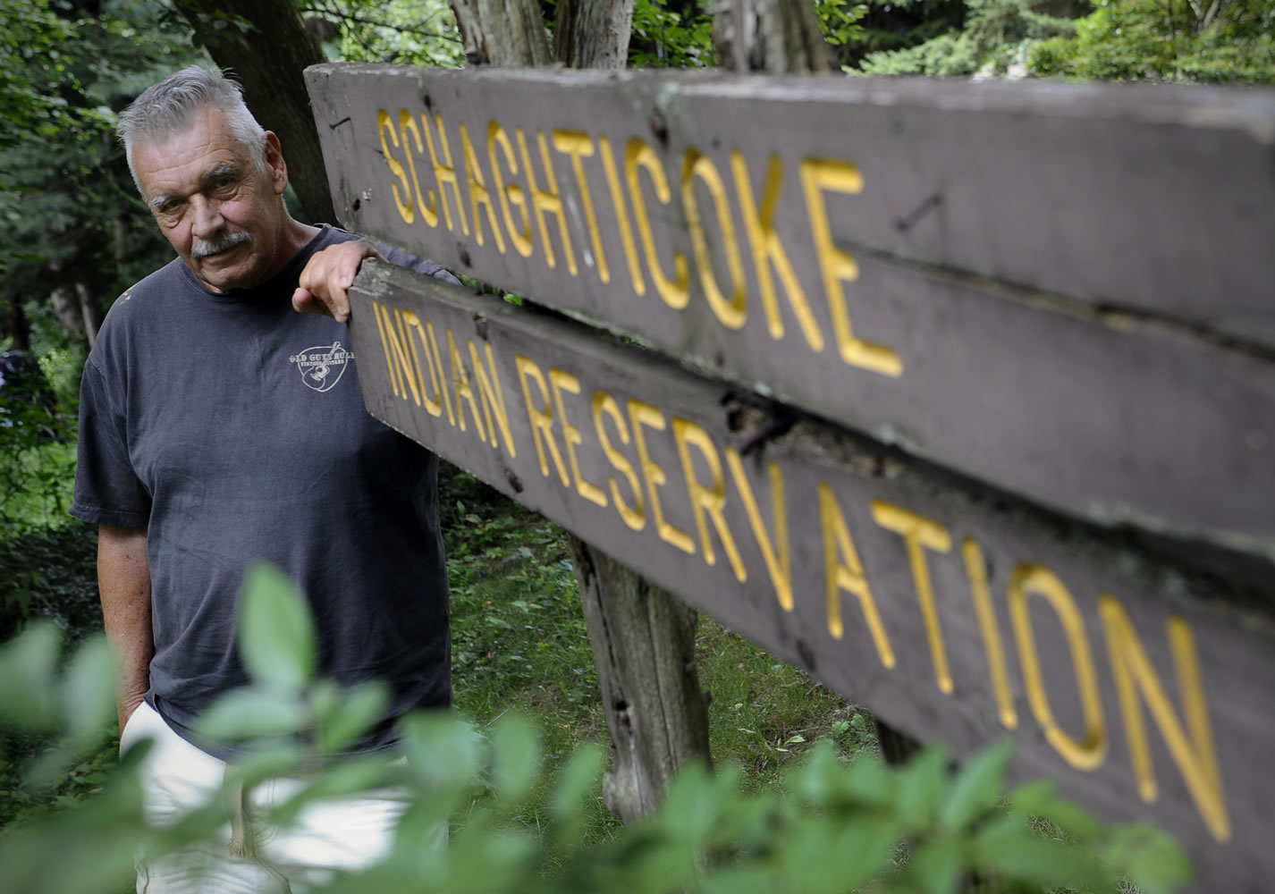 Alan Russell, chairman of the Schaghticoke tribe, stands on  reservation land in Kent, Conn.