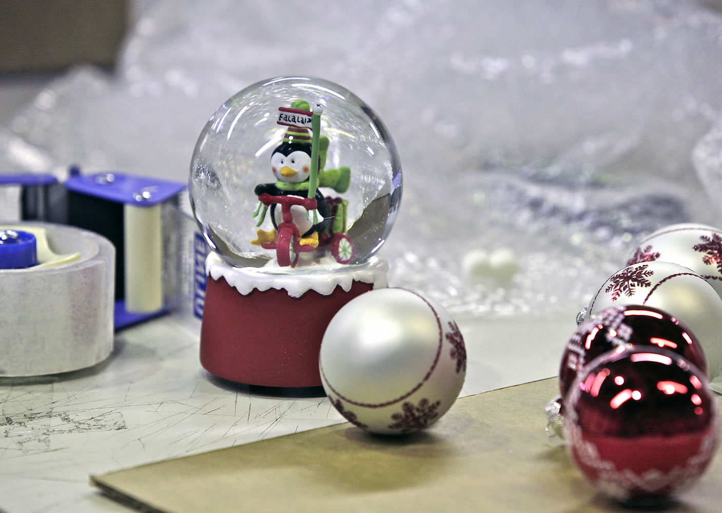 This Dec. 11 photo shows holiday decorations that survived repeated drops of an impact taster at the UPS Package Design and Testing Lab in Addison, Ill.