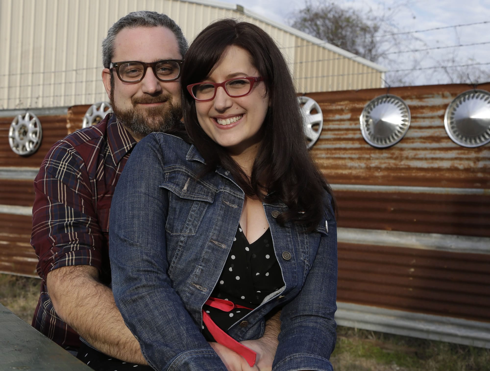 Brenden Macaluso and Nicole Buergers snuggle Jan. 19 at the eatery in Houston where they met nearly a year ago.