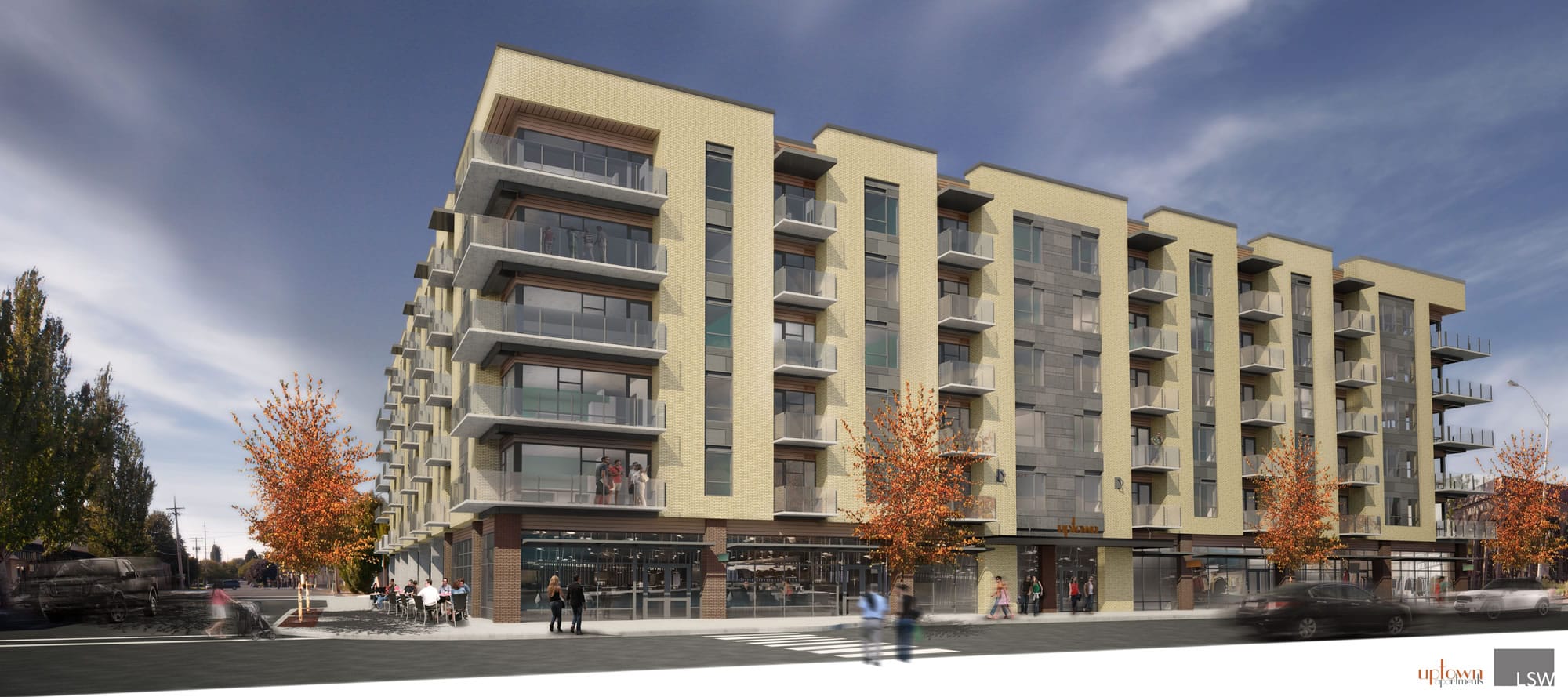 The Uptown is a 166-unit apartment complex planned by developer David Copenhaver for a full city block in Uptown Village.