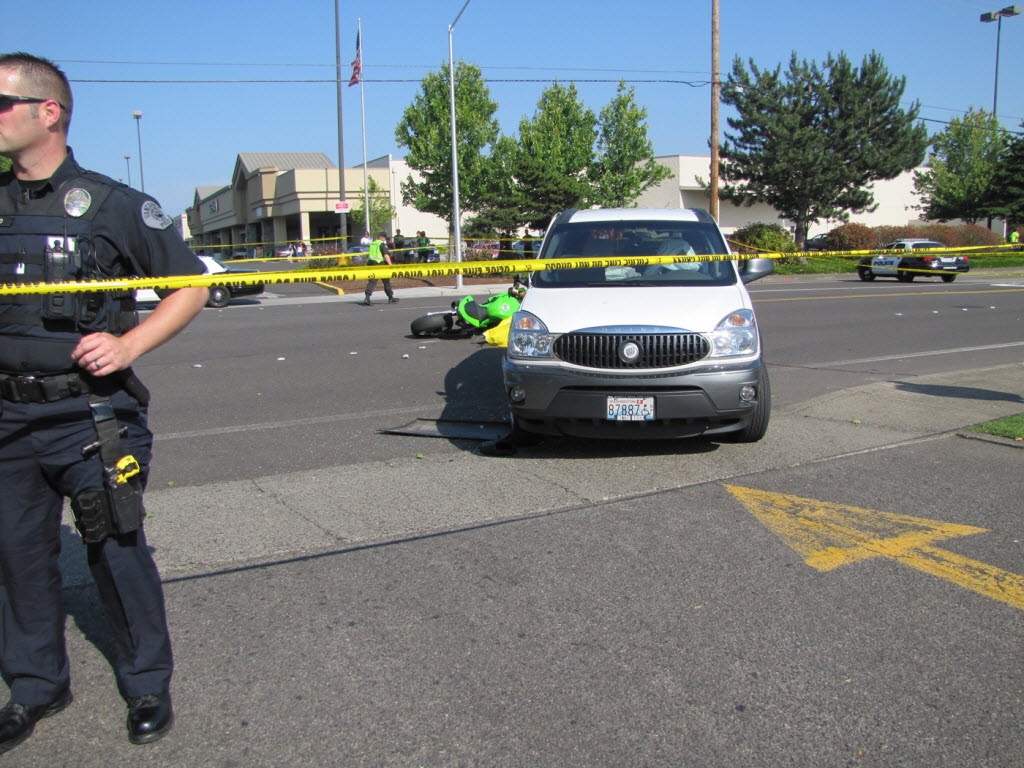 A motorcyclist died in this accident near 136th Avenue and Mill Plain Boulevard Monday afternoon.