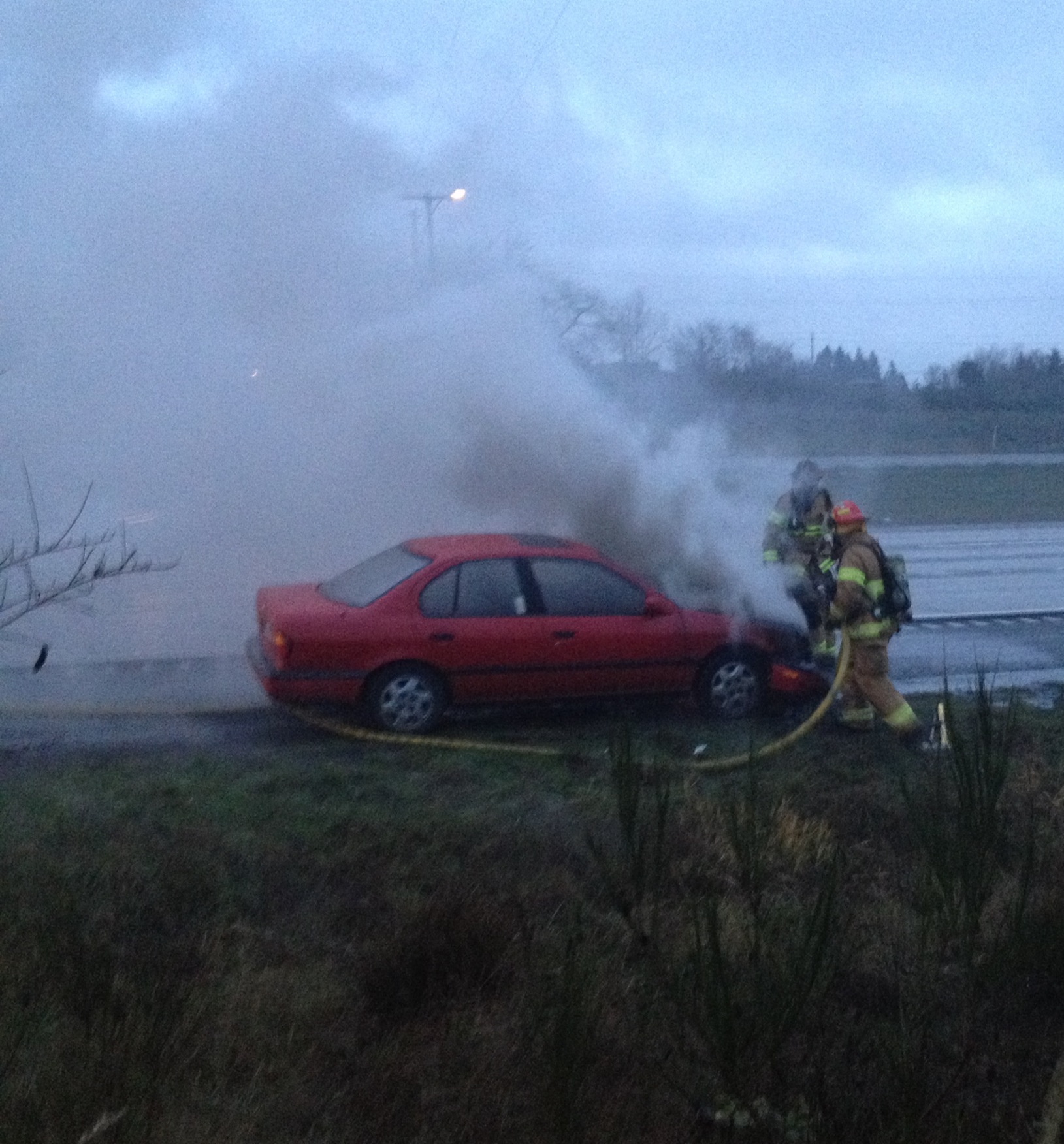 A car fire slowed traffic Monday morning on Interstate 5 southbound near Northeast 179th Street.