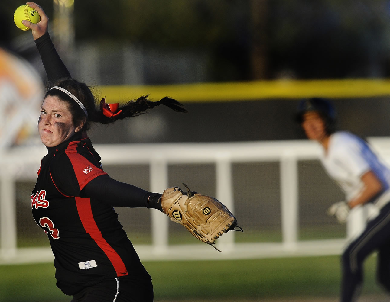 Camas' Harli Hubbard (13) won a shutout in the semifinals and pitched most of the title game.