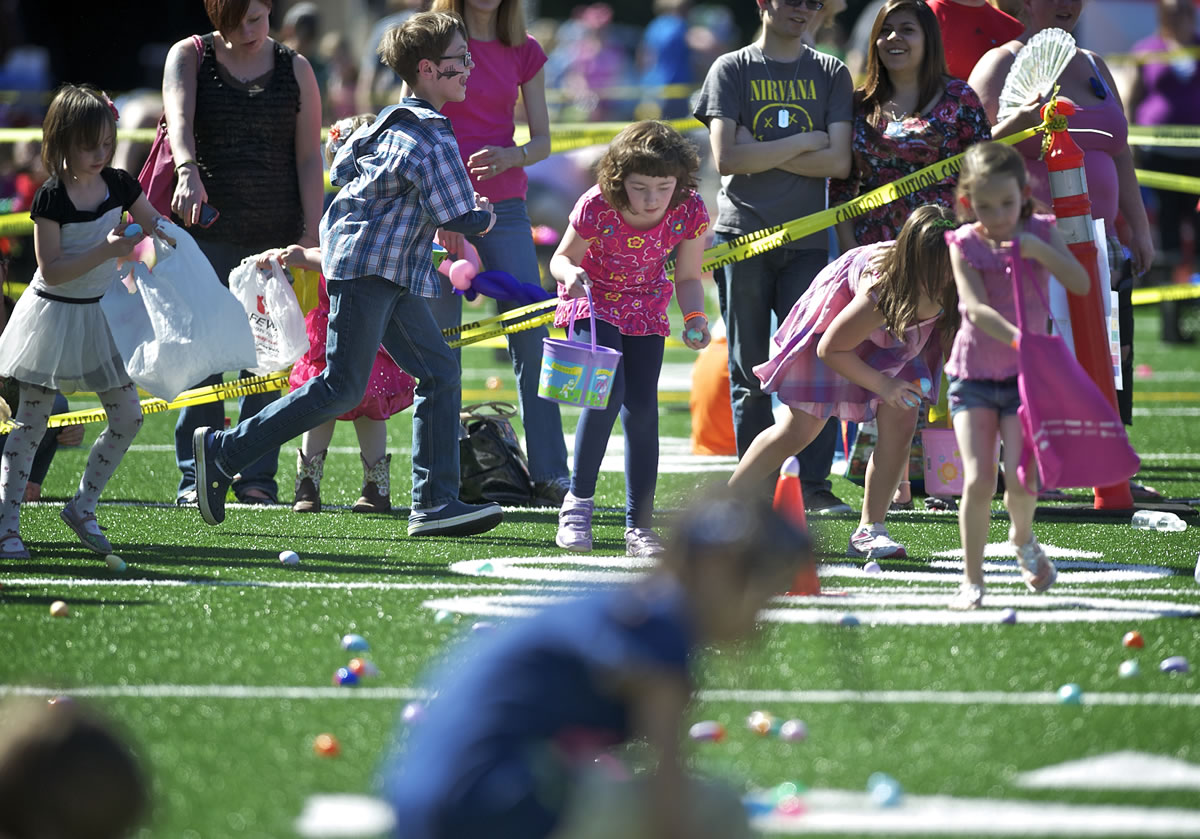 About 800 kids hunted for colorful eggs Saturday at McKenzie Stadium for the annual Easter Egg Hunt for Acceptance of All Abilities.