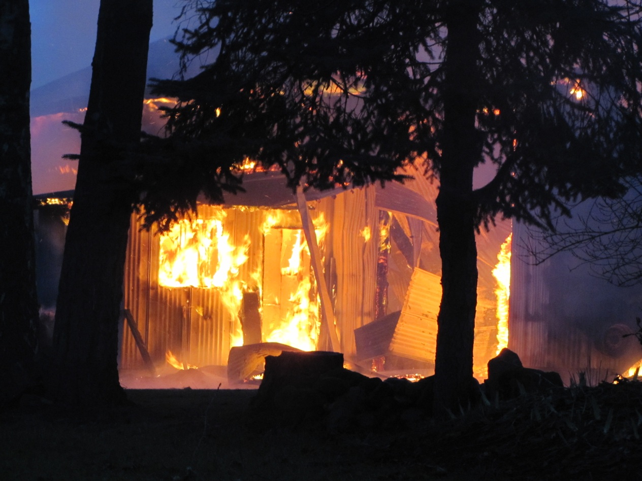 Fire consumes a wood shop near Hockinson today.