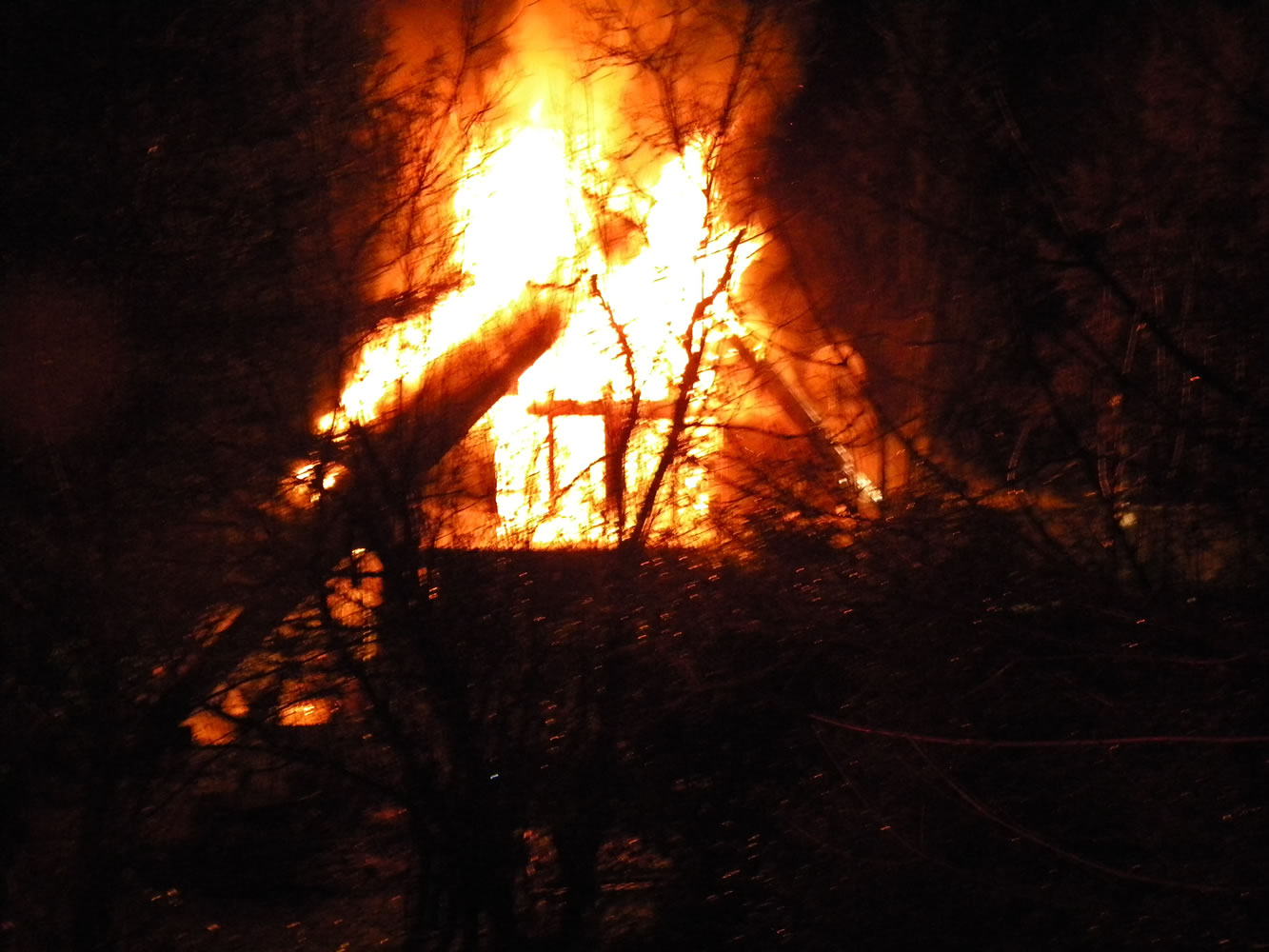 Two Cowlitz County firefighters were injured while fighting this blaze Sunday.