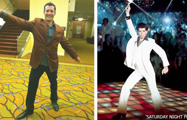 Vancouver Mayor Tim Leavitt strikes a pose &quot;Saturday Night Fever&quot; style.