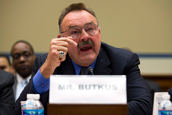 Dick Butkus testifies on Capitol Hill on Dec.