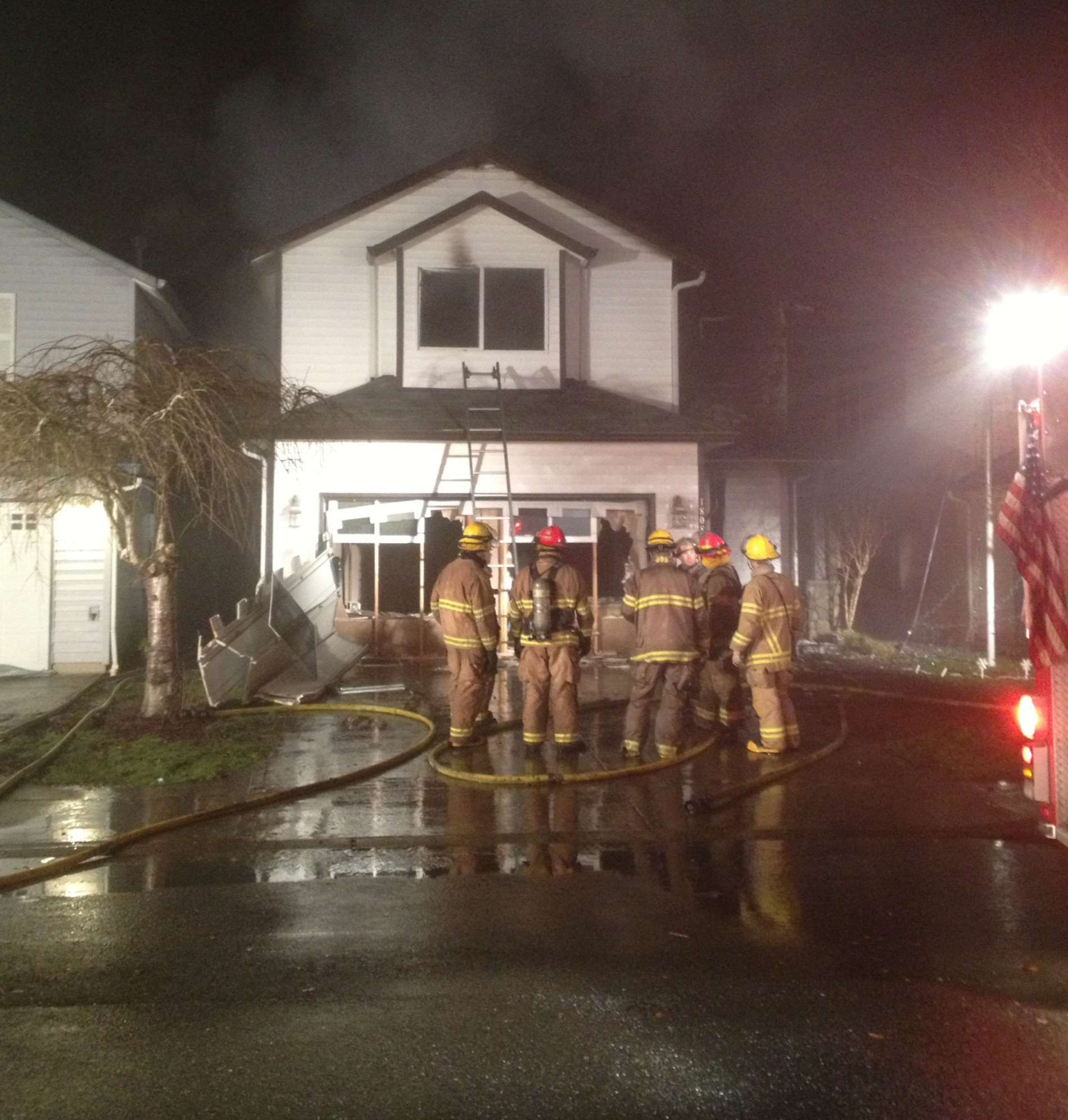 Crews responded to a house fire at 1808 S.W. Sixth St. in Battle Ground early Tuesday morning.