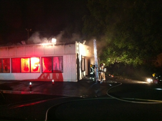An attic fire damaged this commercial building early Tuesday morning.