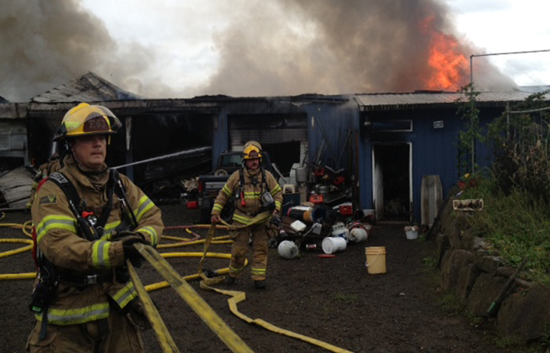 Firefighters responded to a large shop fire in the Duluth area Monday afternoon.