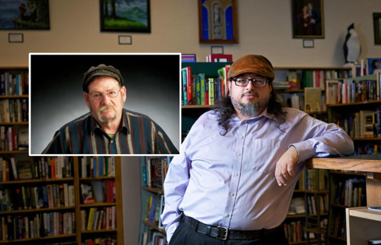 Clark County Poet Laureate Christopher Luna, seen March 1, 2013, at Cover to Cover Books, and Yacolt Poet Laureate Patrick Knowles, inset, are employing their positions of distinction to increase the community's contact with poetry.