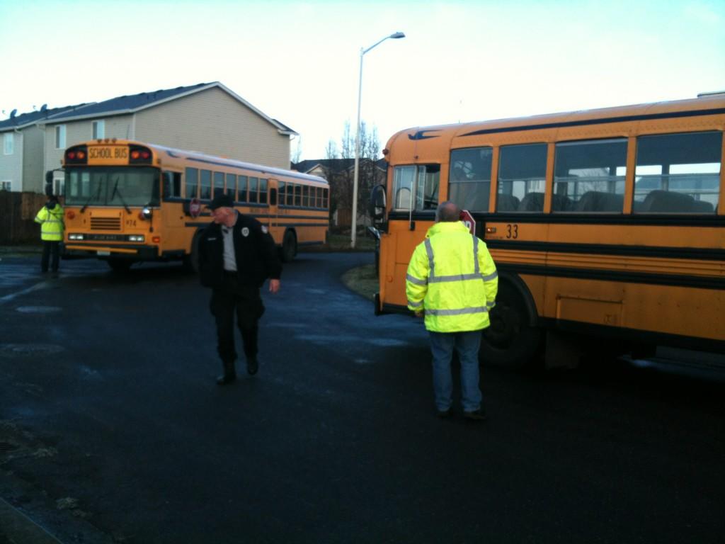 Two school buses crashed early Friday morning on icy roads in west Vancouver.