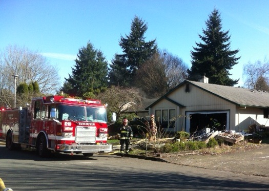 Fire damaged the garage of a home on Southeast 12th Street in Vancouver on Saturday.
