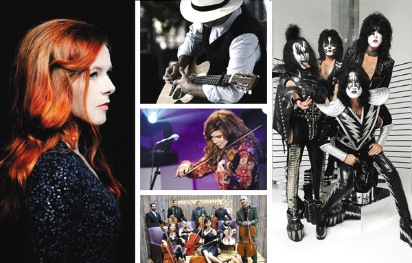 Neko Case, left, Roy Rogers &amp; the Delta Rhythm Kings, top center, Alison Krauss, center, The Portland Cello Project, bottom center, and KISS, right, are among the many summer concert offerings in the Portland-Vancouver area for 2012.