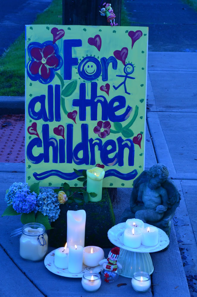 A memorial set up on 25th and Columbia in Vancouver.