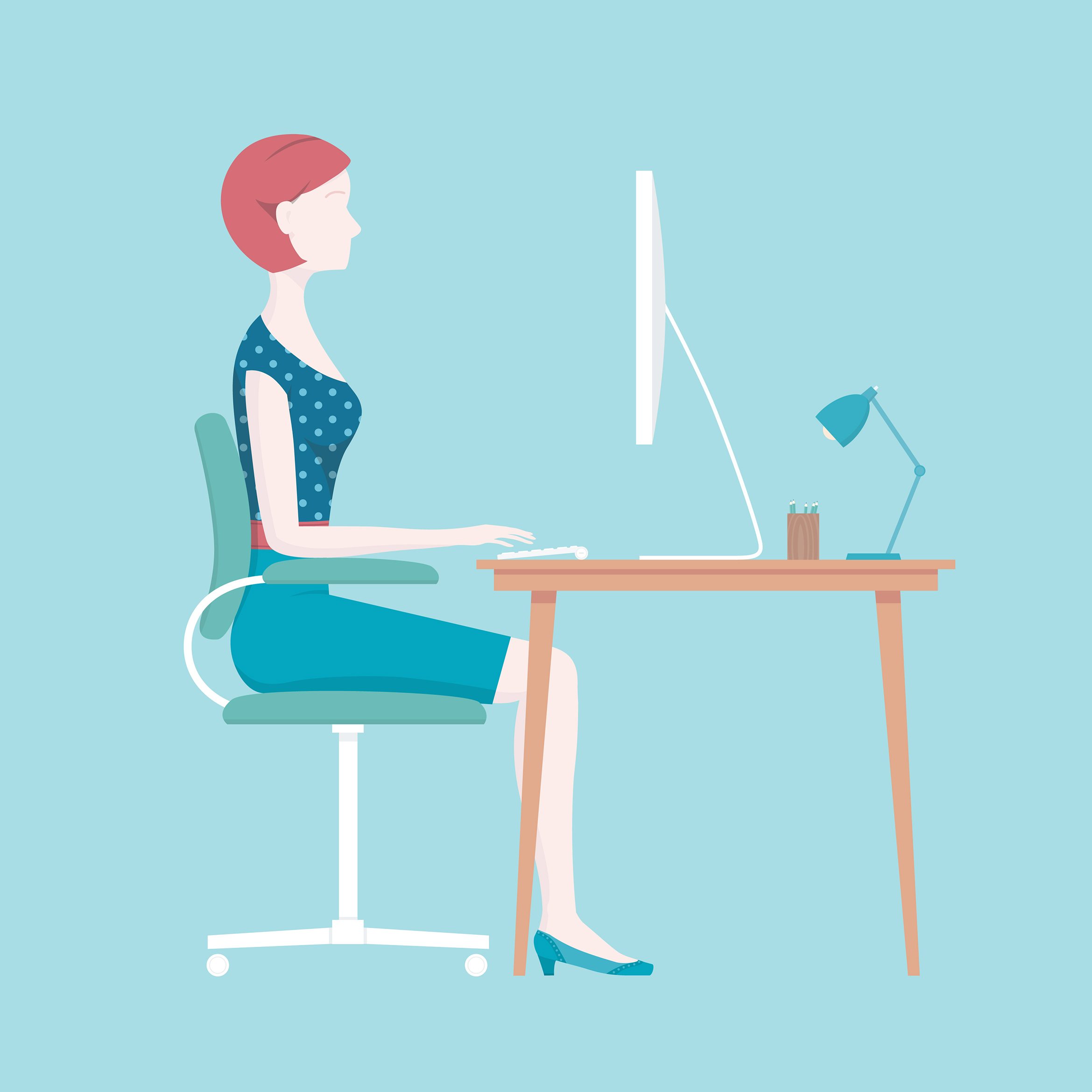 Specialists say that a proper sitting posture involves keeping your ears, shoulders and hips aligned, as well as maintaining the natural curve in your lower back. Proper posture can prevent chronic pain in the neck, back and shoulders, and headaches, they say.