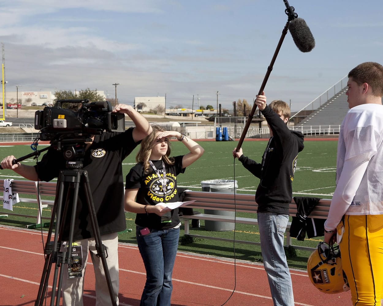 Beyrooty interviews high school quarterback Zeke Pike of San Diego at the U.S.