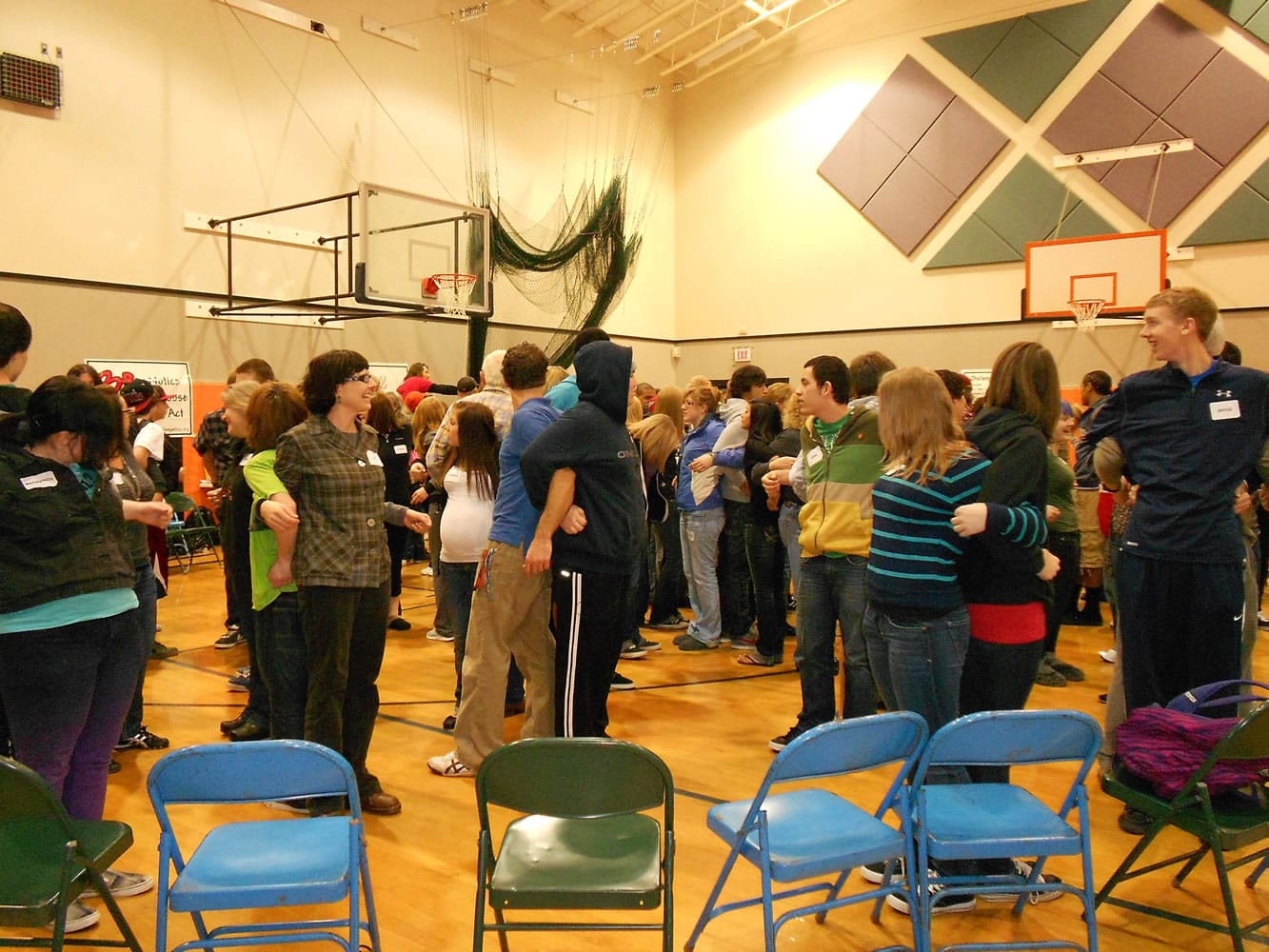 Participants in Challenge Day take part in an icebreaker activity.