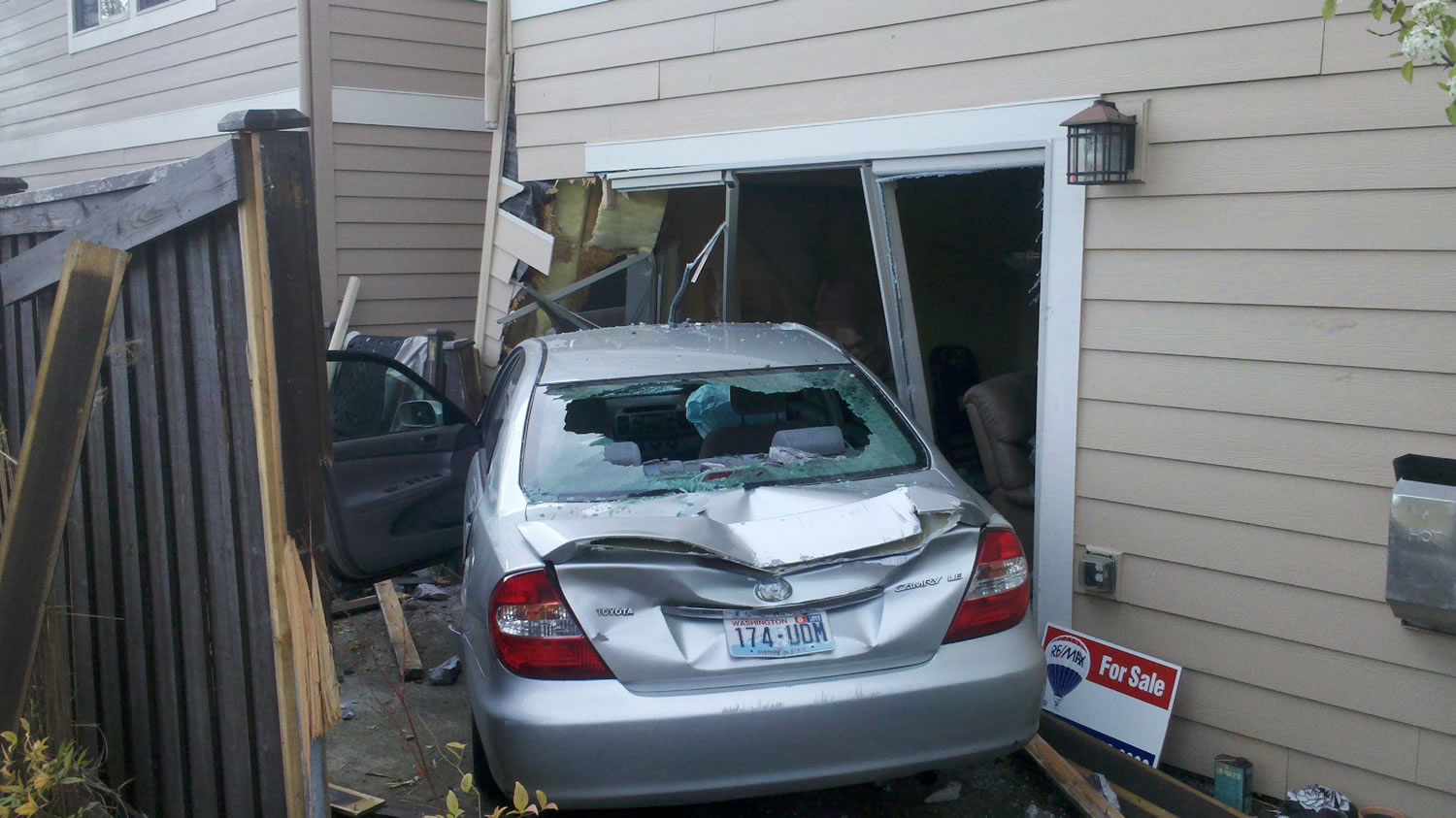 A 2002 Toyota Camry driven by a Battle Ground woman crashed into Anthony's Gaul's house at 9201 N.E.