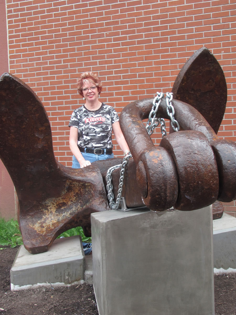 Liberty Middle School Princpal Marilyn Boerke was instrumental in efforts to obtain an anchor from an old World War II ship to be displayed in front of the school.