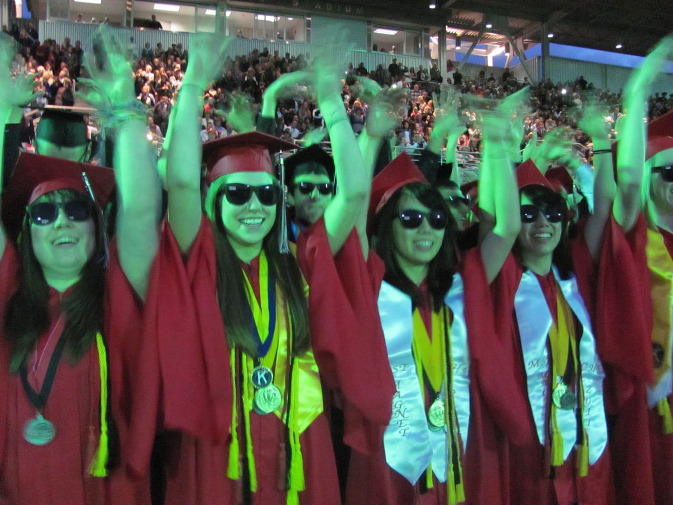 After CHS graduates moved the tassels on their caps from right to left, each student donned a pair of sunglasses and danced to &quot;Forever,&quot; by Chris Brown.