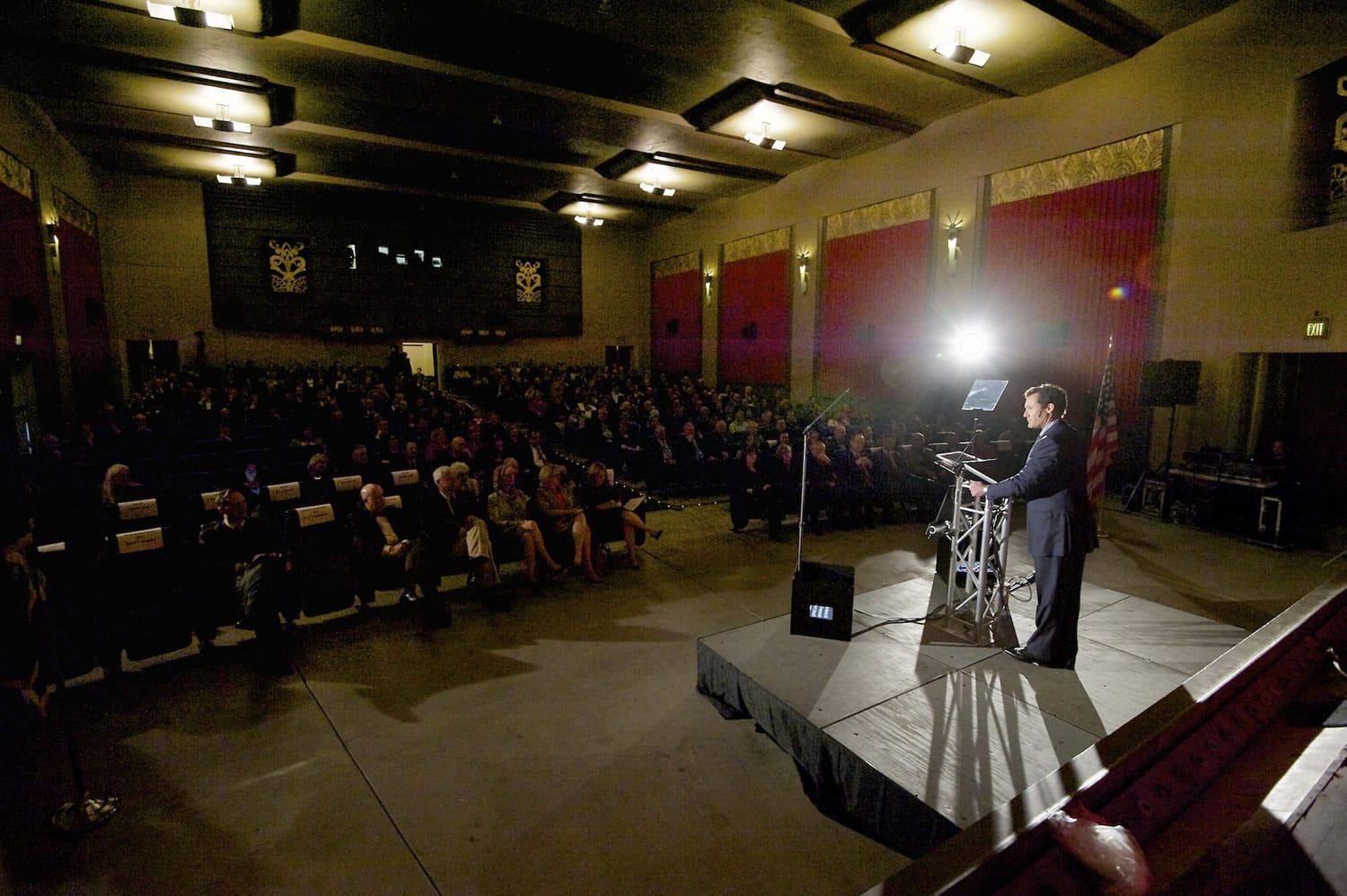 Vancouver Mayor Tim Leavitt delivers the annual State of the City address at Kiggins Theatre Friday.