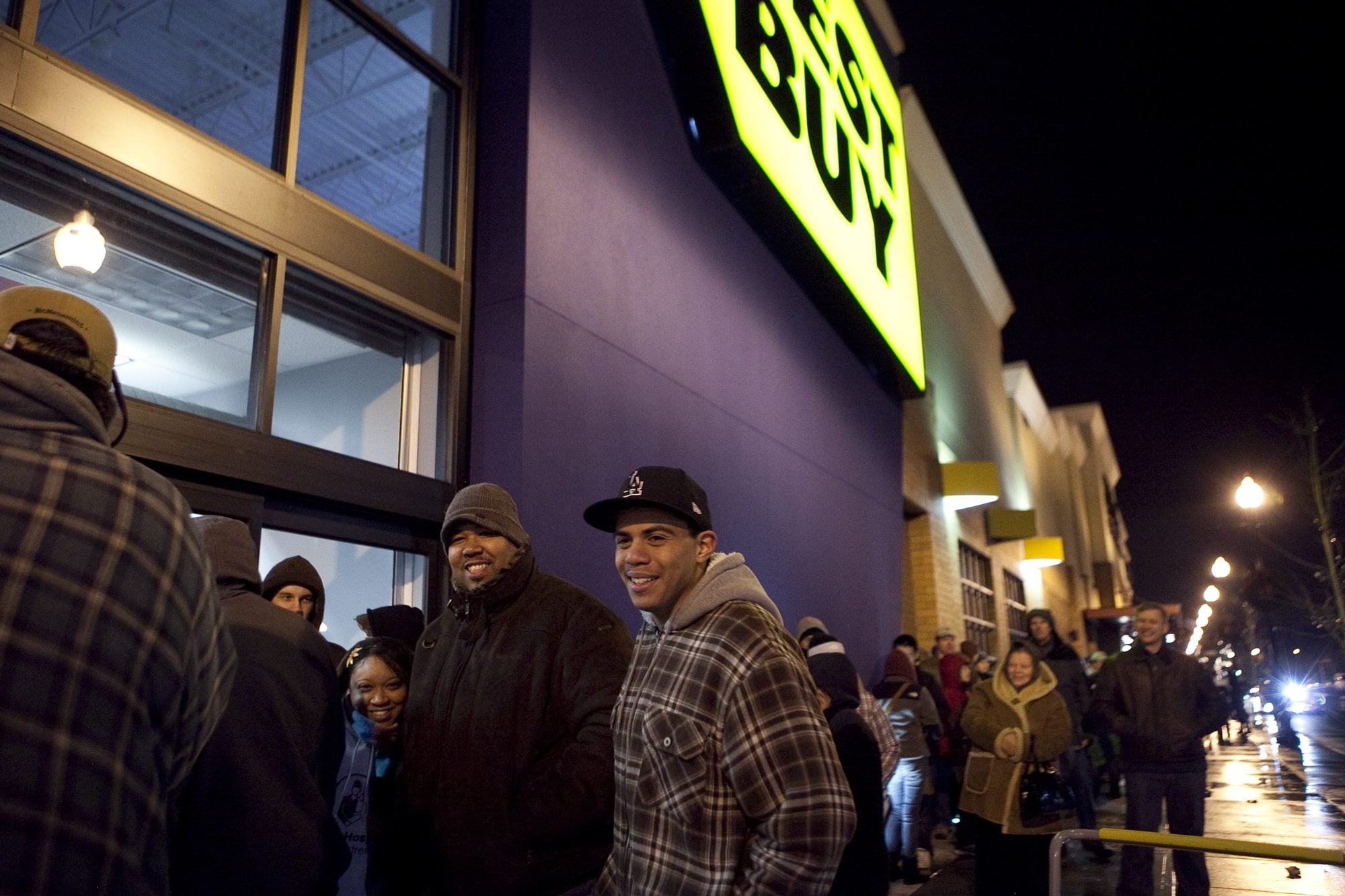 Crowds arrived before dawn to wait in line at Best Buy in Vancouver on Black Friday last year.