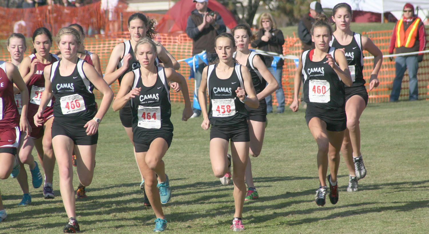 The Camas girls cross country runners get ready to run the race of a lifetime at the 3A state meet Saturday, in Pasco.