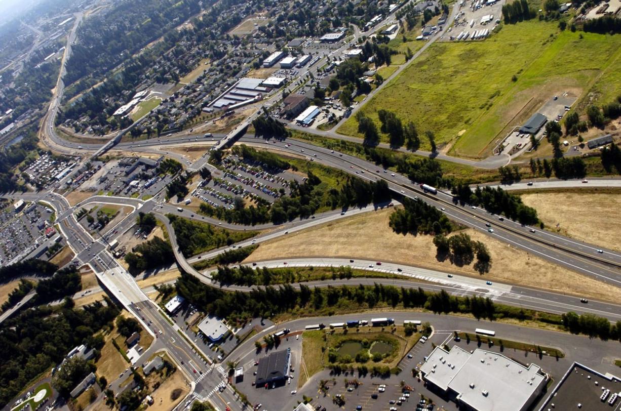 This 2005 photo shows a before view of the area now being reshaped by the $135 million Salmon Creek Interchange Project. Clark County coordinated its first two stages.