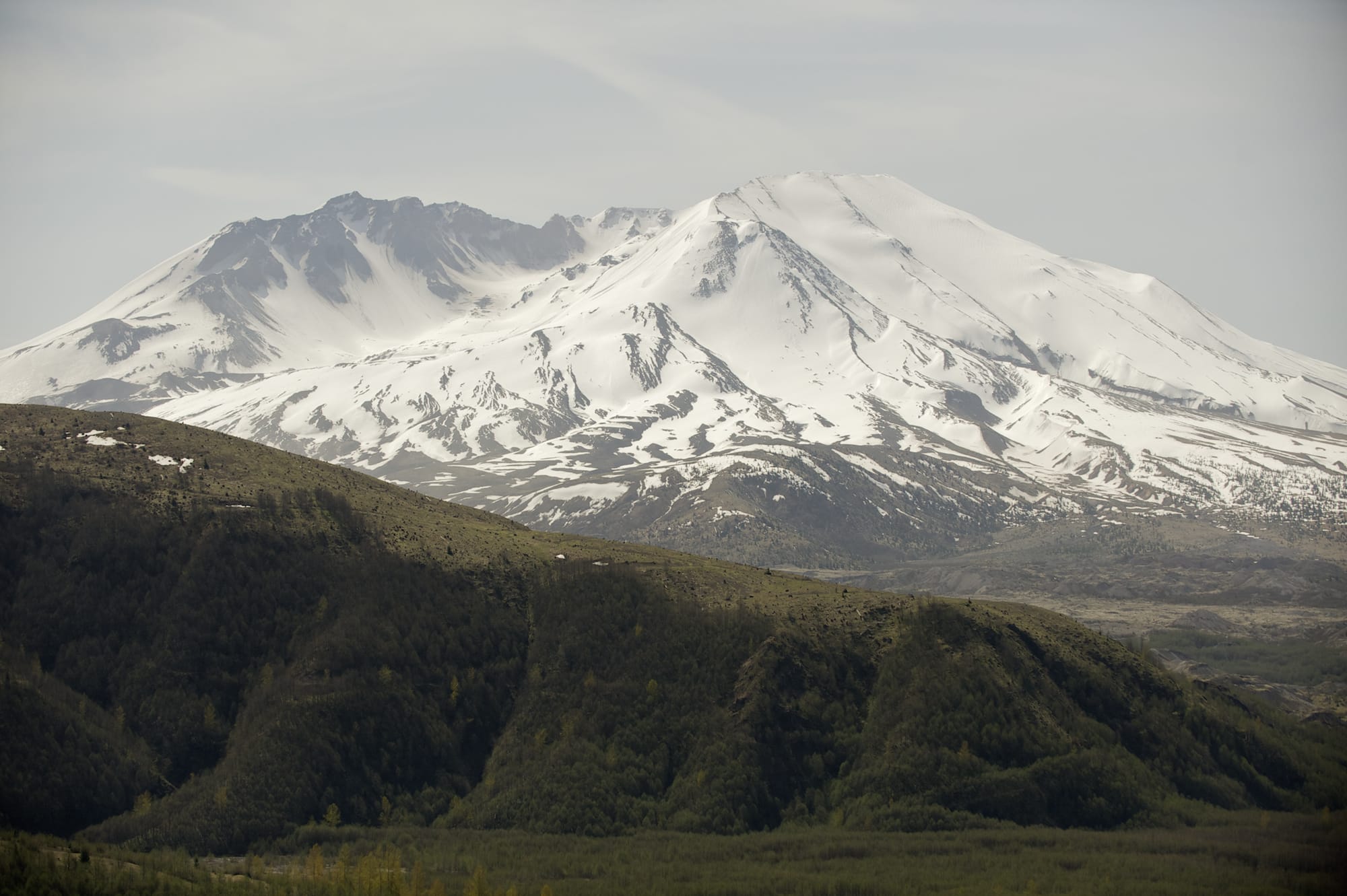 Mount St. Helens is seen May 11 from the Coldwater Ridge Visitor Center.